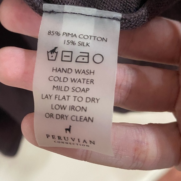 Peruvian Connection Womens Brown Pima Cotton Silk Open Long Cardigan Sweater XS - Picture 5 of 5